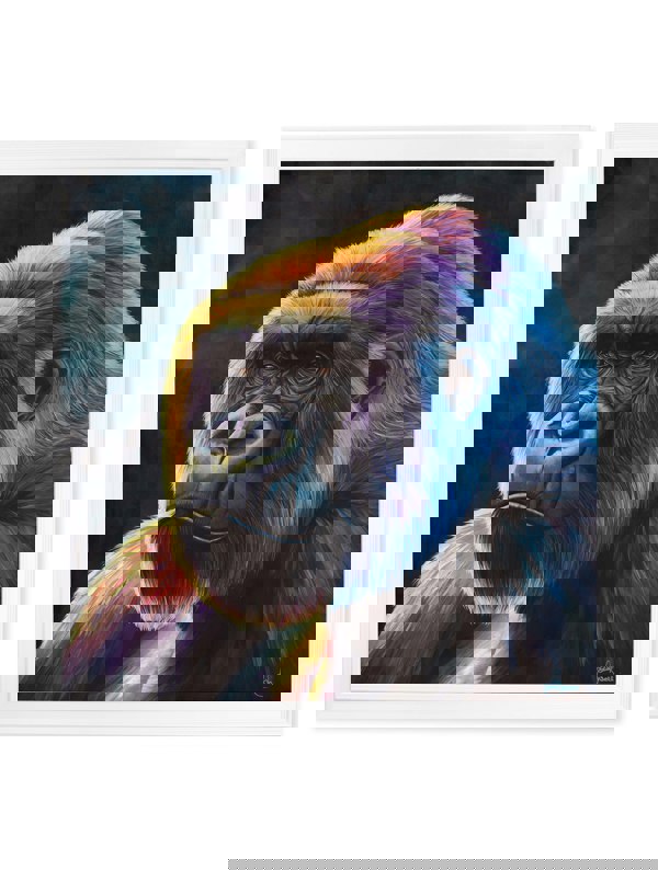 Exceptional Art Gorilla Print 'Power' by Amy Ansell - Strong White Square Frame