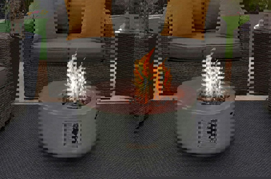 MDA Designs ECHO Dark Grey Lavish Garden & Patio Gas Fire Pit with Eco-Stone Finish