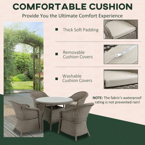 Wyld Haus Vifi Rattan Grey 4 Seater Outdoor Dining Set With Glass Table And Cushions