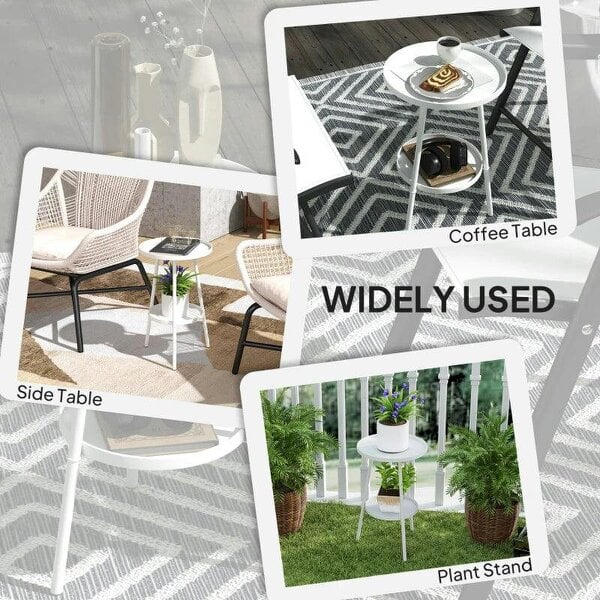 Bobobiy Two-Tier Metal Garden Table - White