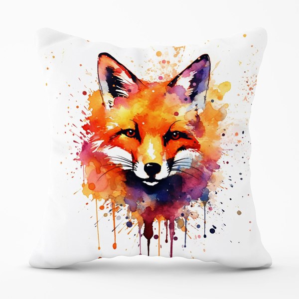 Warren Reed Watercolour Splashart Fox Face Cushions