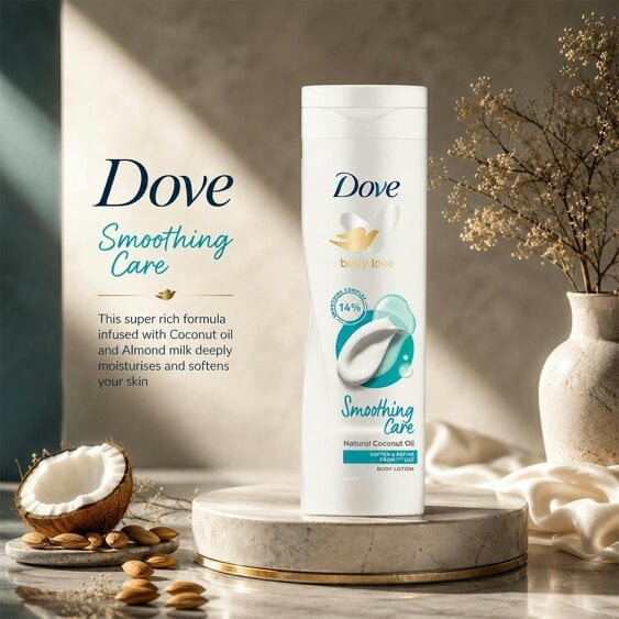 Dove Body Love Smoothing Care Body Lotion With Coconut Oil, 250ml 3 Pack