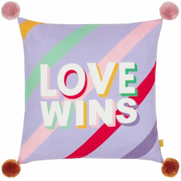 Furn Love Wins Pom Pom Cushion Cover - Lilac - 