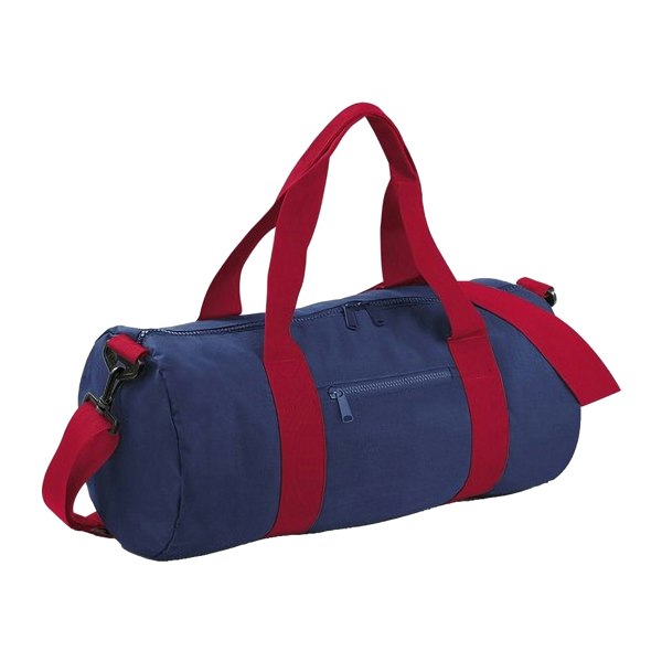 Bagbase Plain Varsity Barrel / Duffle Bag (20 Litres) - French Navy/Classic Red