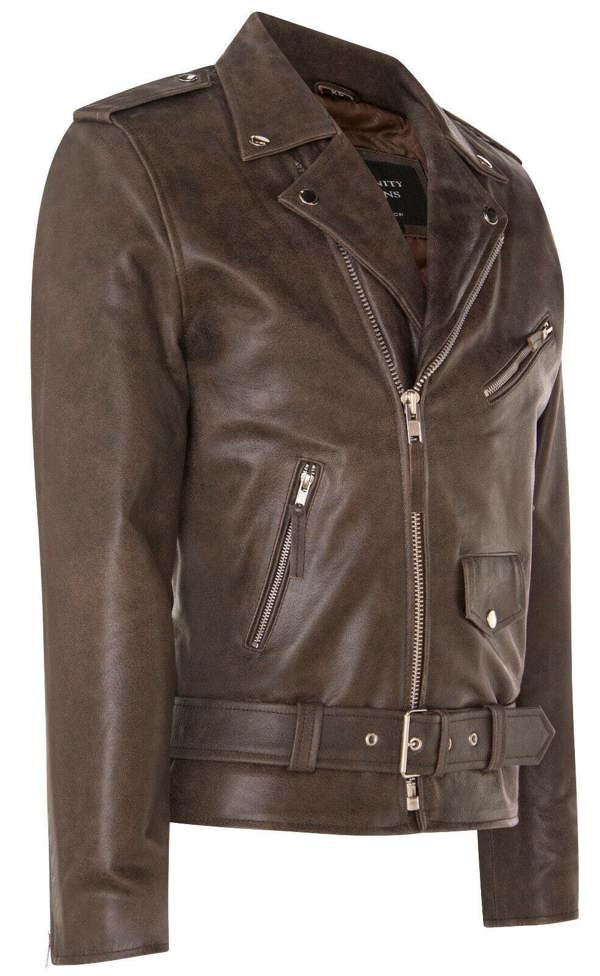 Infinity Leather Mens Cow-Hide Black Brando Jacket -Venice