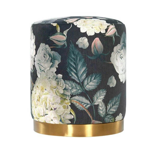 Furniture Edit Opal Floral Velvet Ottoman with Gold Base