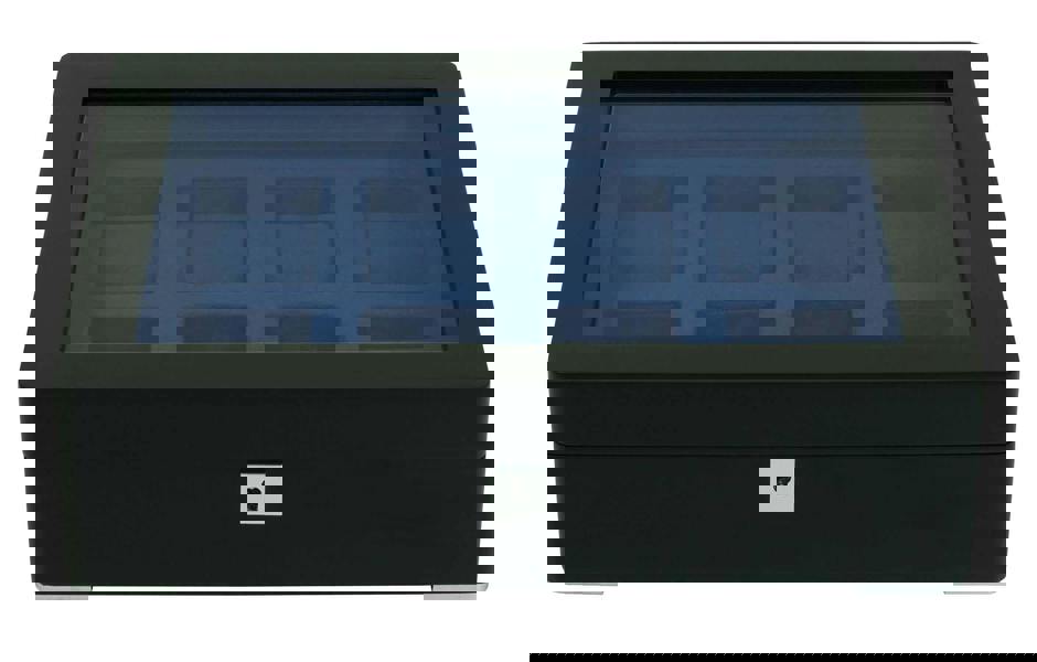 8 Slot Black Wooden Watch Box with Blue Velvet Lining watch boxKennett Great Britain