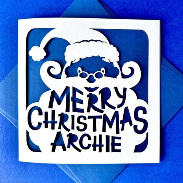 Santa's Beard Personalised Christmas Card - lifestyle shot
