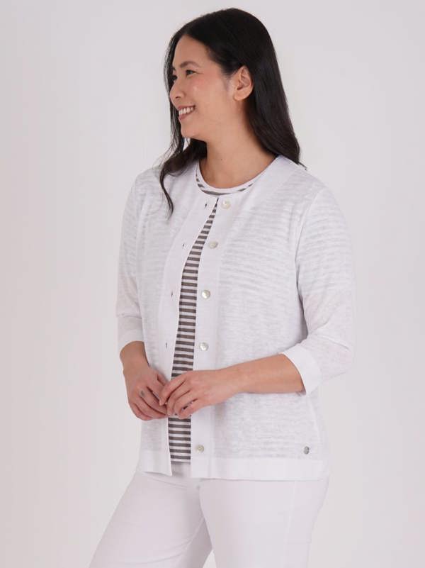PennyPlain Front Button Cardigan - White
