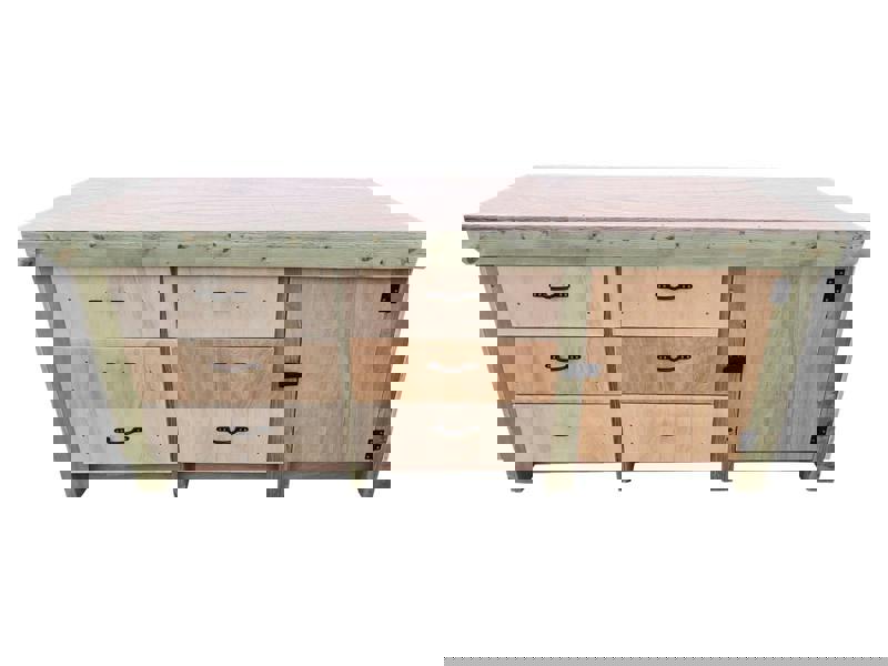 Arbor Garden Solutions Wooden Eucalyptus hardwood top workbench, cabinet with lockable cupboard (V.3) double shelf