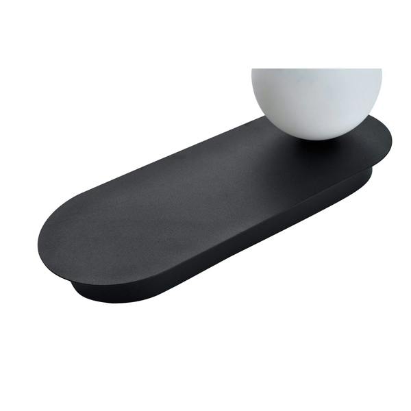 Matte Sand Black LED Wall Light with Opal White Spherical Glass Shade Image 4