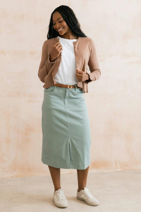 Lily & Me Lauren Ruffle Outfitter Cardigan Mocha