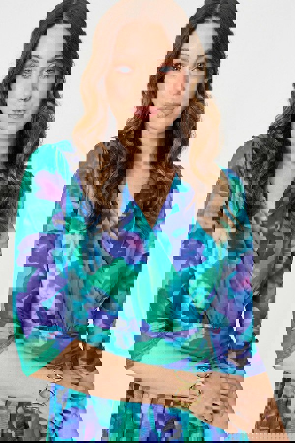 Izabel London Printed Short Sleeve Pleated Wrap Midi Dress