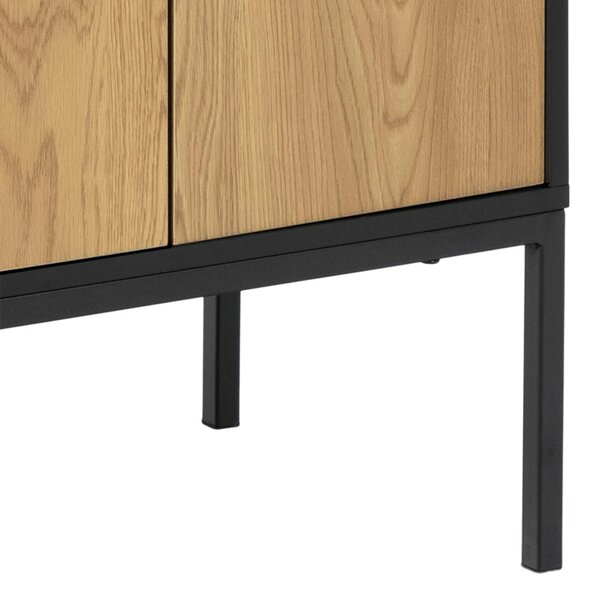 Wyld Haus El Paso Black Metal and Wild Oak Veneer 3 Door 2 Drawer Sideboard