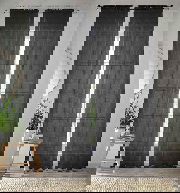 Enhanced Living Plain Sheer Voile Panel Curtains Panel - Pair with Rod Pocket Header