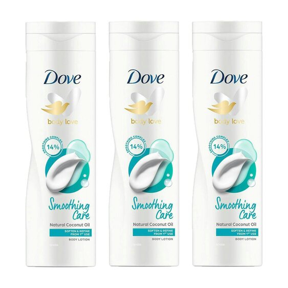Dove Body Love Smoothing Care Body Lotion With Coconut Oil, 250ml 3 Pack