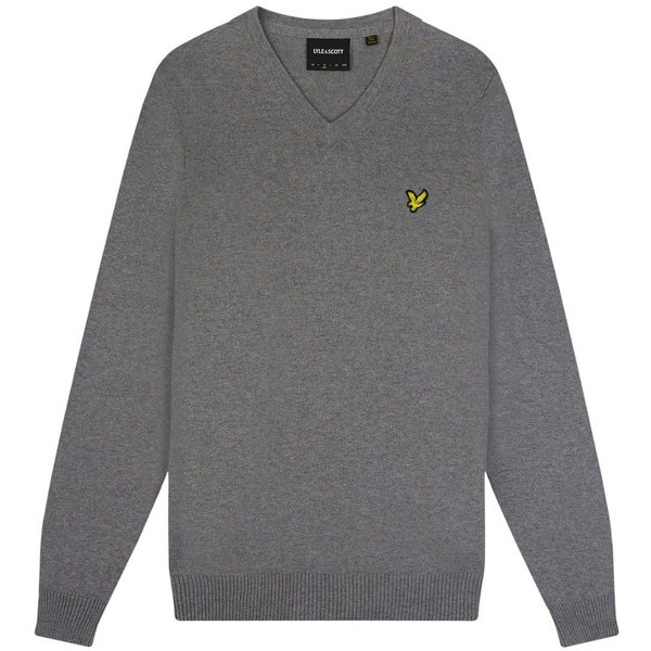 Lyle & Scott Cotton Merino Mid Marl V-Neck Jumper - Grey