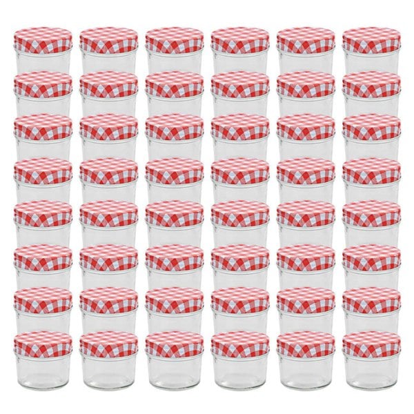 Berkfield Glass Jam Jars with White and Red Lids 48 pcs 110 ml