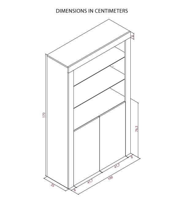 Mex Furniture Premium 170cm Cabinet Sideboard with High Gloss Doors and Free LED Lights Display