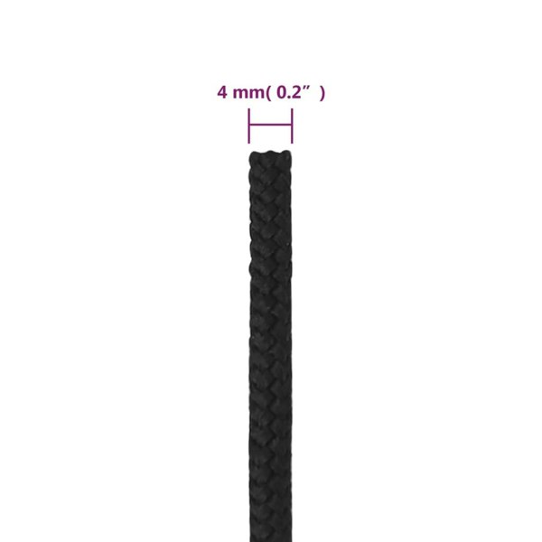 Berkfield Boat Rope Full Black 4 mm 250 m Polypropylene