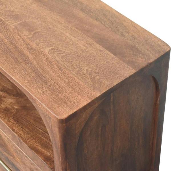 Artisan Furniture Solid Wood Arc-Line Media Console, 2 Drawer & 1 Open Slot, Brown