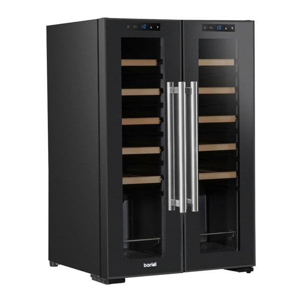 24 Bottle Dual Zone Freestanding Wine Cooler Fridge - LED Backlit BLACK & GLASS - LoopsDirect