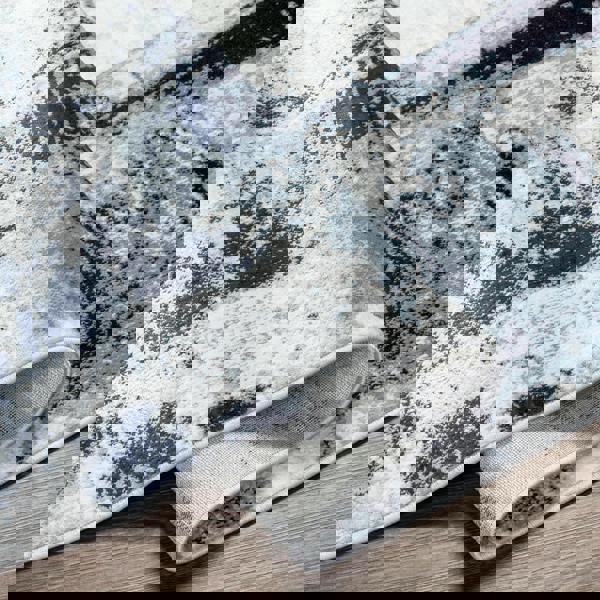 Livabliss Wanderlust-Abstract Blue Grey Black Modern Marble Rug