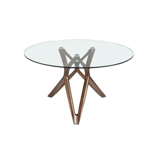 Angel Cerdá Round tempered glass and walnut dining table 1108