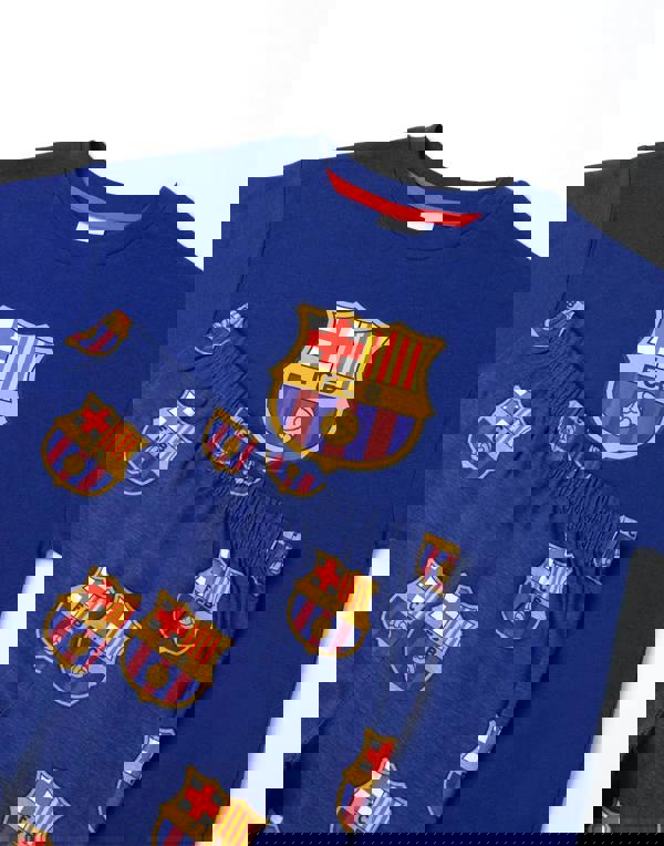 FC Barcelona Boys Black Logo Short Sleeve Long Leg Pyjama Set