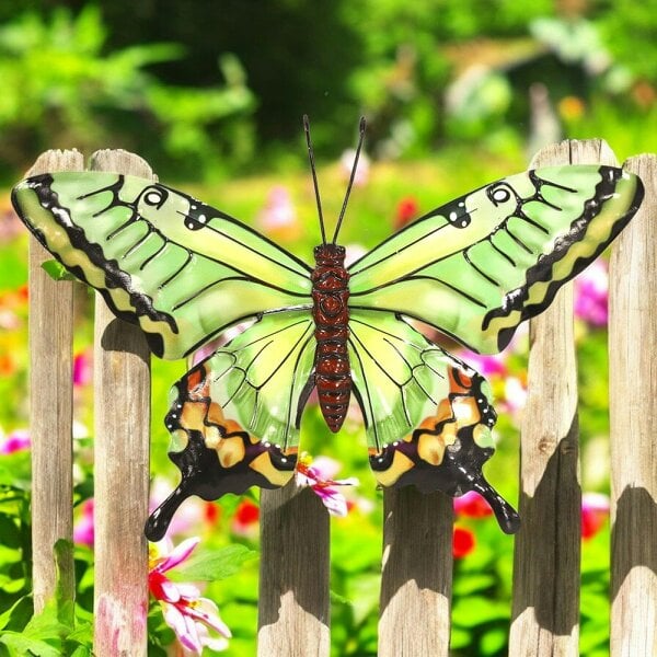 EDH Door Hardware Medium Metal Green Butterfly Wall Art