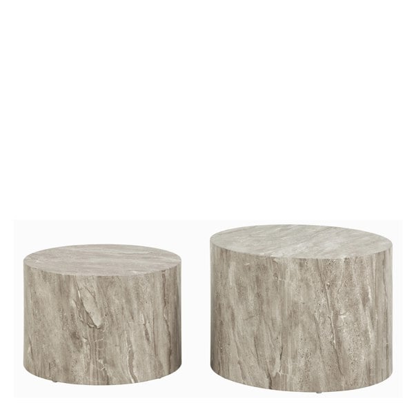 Furniture To Go Dice Round Coffee Table Set in Grey Marble Effect
