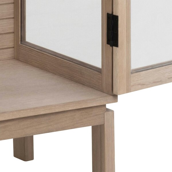 Wyld Haus Nakskov White Oak Wood Panelled Display Cabinet 2 Glass Doors