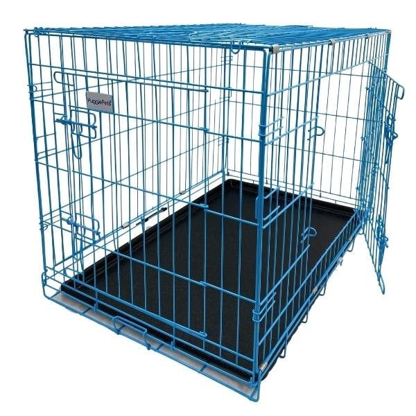 HugglePets Pink / Blue Dog Cage with Plastic Tray