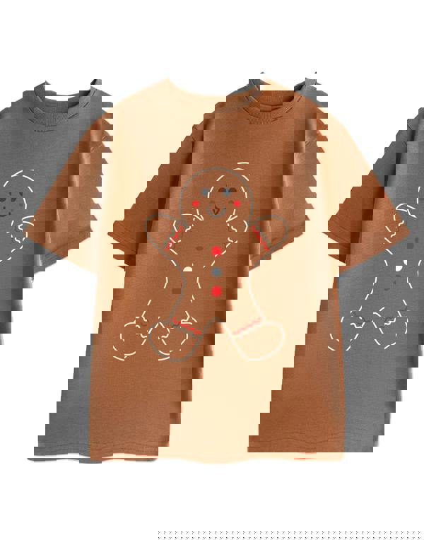 Show Me The Merch Unisex Brown Gingerbread Outline Short Sleeved T-Shirt