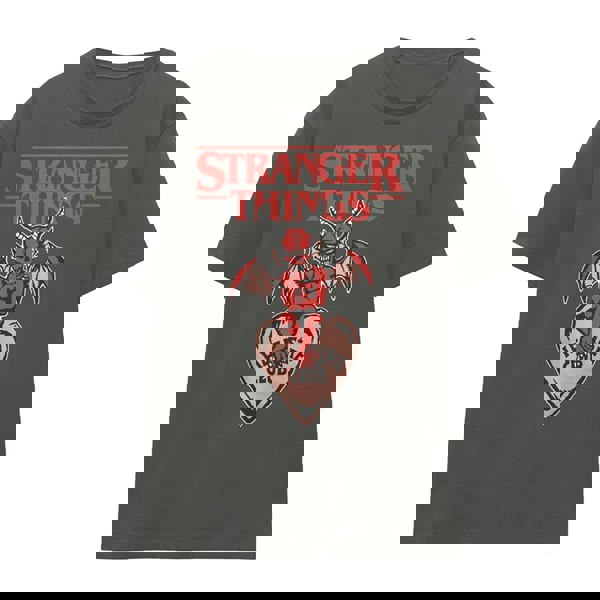 Stranger Things Womens Hellfire Heart T-Shirt - Black