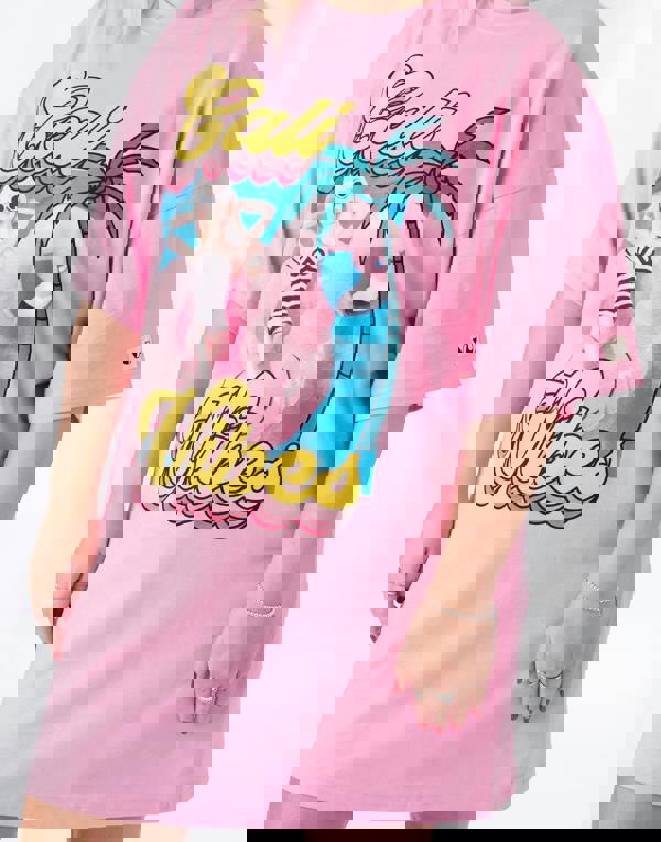 Barbie Womens Pink Cali Vibes Barbie Placement Print Short Sleeve Skater Dress