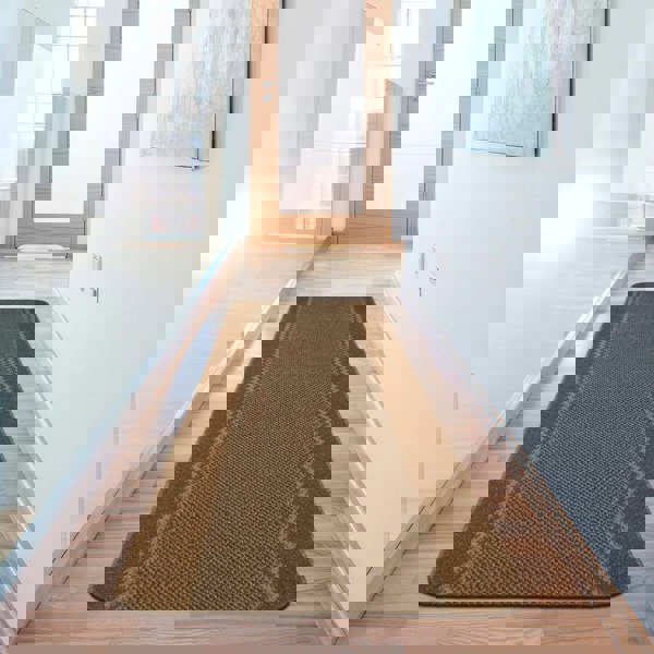 Machine Washable Design Mats: Bordered Line Brown | The Rugs