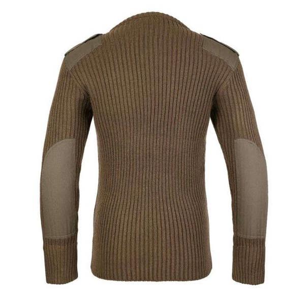 Olive Mens Fort Crew Neck Combat jumper with epaulettes and elbow patches