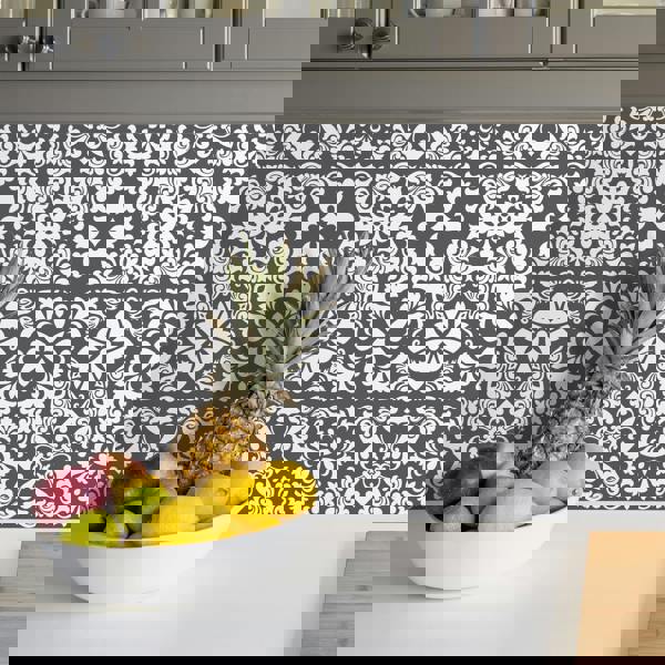 WT1542 - Dark Grey Spanish Renaissance Tiles Wall Stickers - 15 cm x 15 cm - 24 pcs