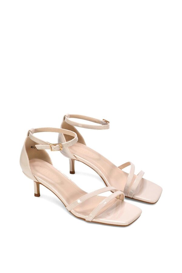 XY LONDON Open Toe Strappy Low Kitten Heel Sandal Shoes