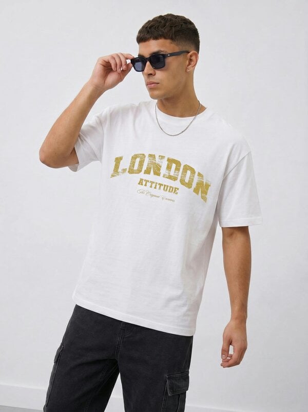 London Attitude Original Creators Premium Organic Cotton T-Shirt with Vintage Yellow Logo