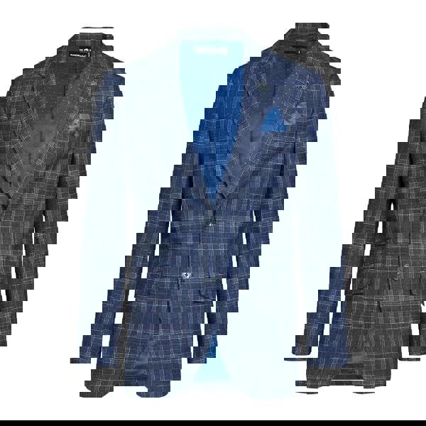 Raging Bull Mens Checked Wool Blazer - Navy