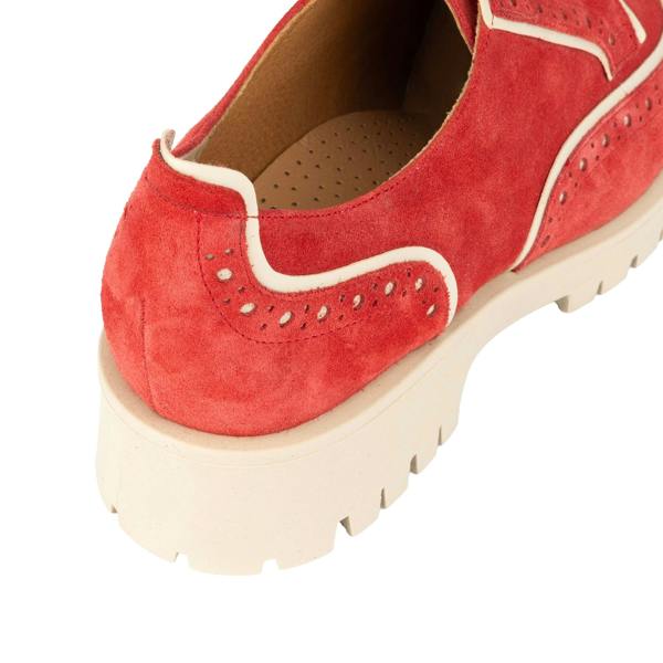 Embassy London Artisan - Red & Cream - Women's leather lace-up shoe with brogue detailing