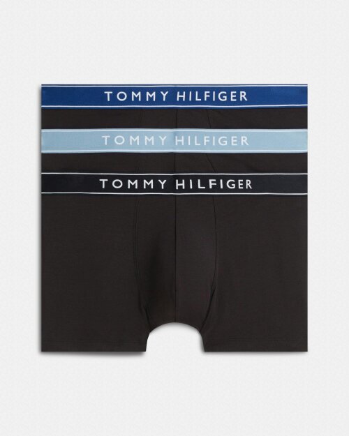 Tommy Hilfiger 3 Pack Waistband Logo Mens Trunks - Navy Blue/Opulent Blue/Brisk Blue