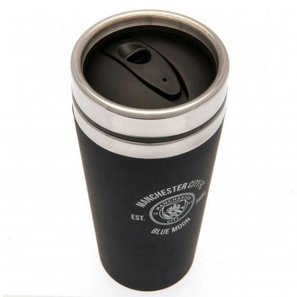 Manchester City FC Executive Crest Travel Mug - Black/Silver