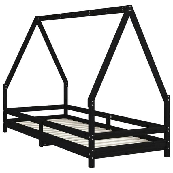 Berkfield Kids Bed Frame Black 80x200 cm Solid Wood Pine