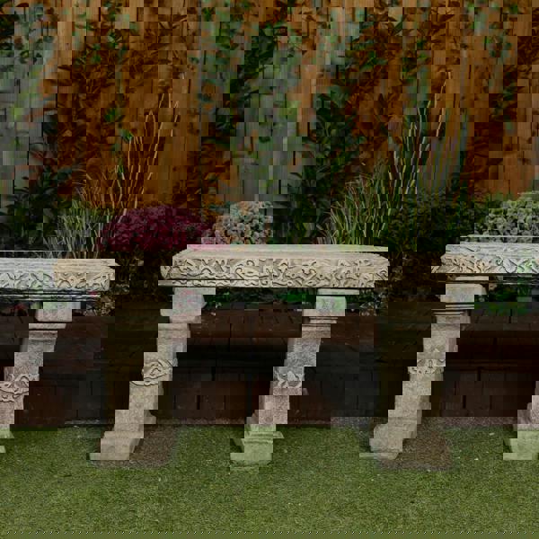 Stone Cast Garden Bench Seat Kazakh Design 