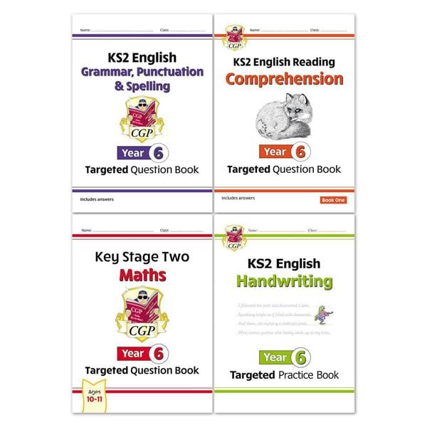 CGP KS2 Year 6 Workbook Bundle – Ages 10-11 (Grammar Punctuation and Spelling, Reading Comprehension, Handwriting, Maths)