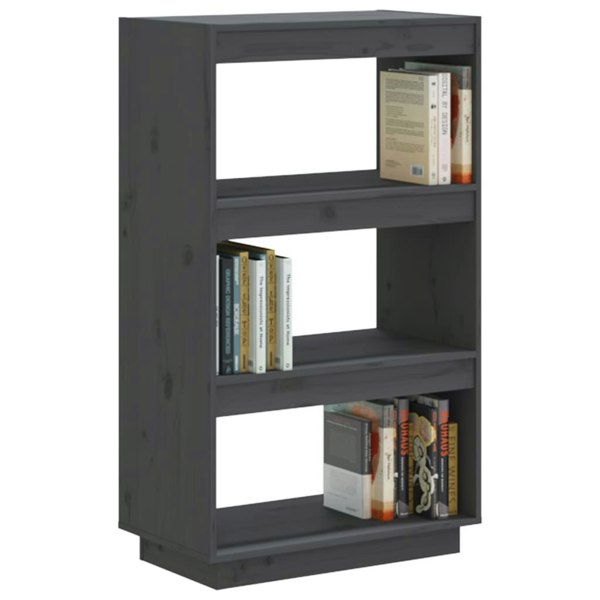 Berkfield Book Cabinet/Room Divider Grey 60x35x103 cm Solid Wood Pine