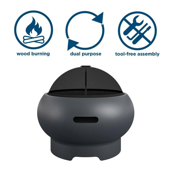 Dorel Home Novogratz Asher Outdoor Fire Pit in Dark Grey